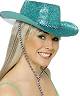 Chapeau Saloon paillet� turquoise S011429