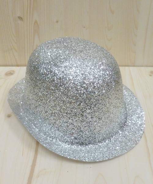 Chapeau Melon Paillet� Argent Mod2