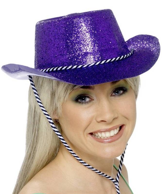 Chapeau Saloon paillet� violet
