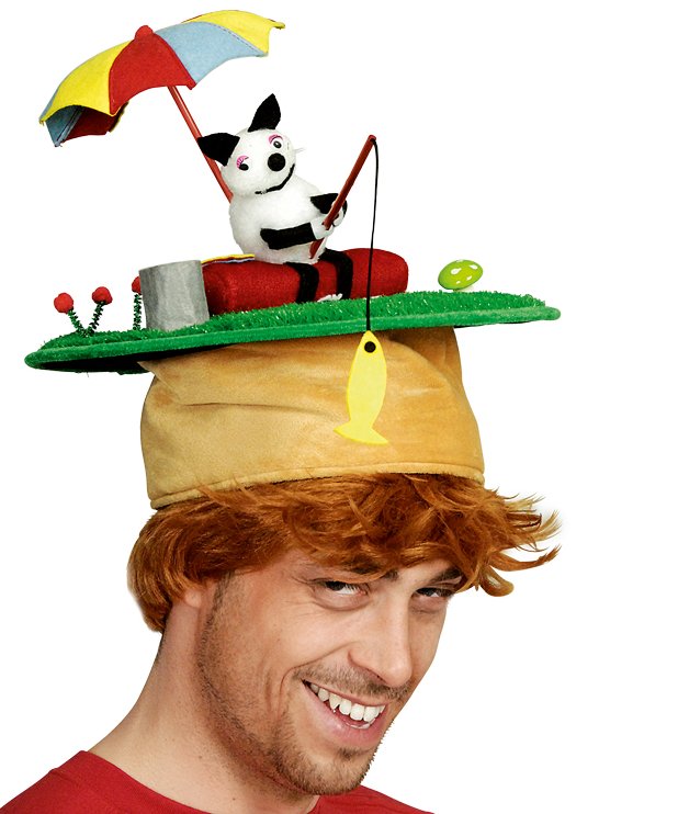 Chapeau Humoristique-Chat p�cheur