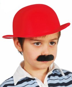 Chapeau Melon Rouge Enfant Floqu� - par 2
