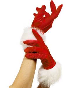Gants rouge Fourrure