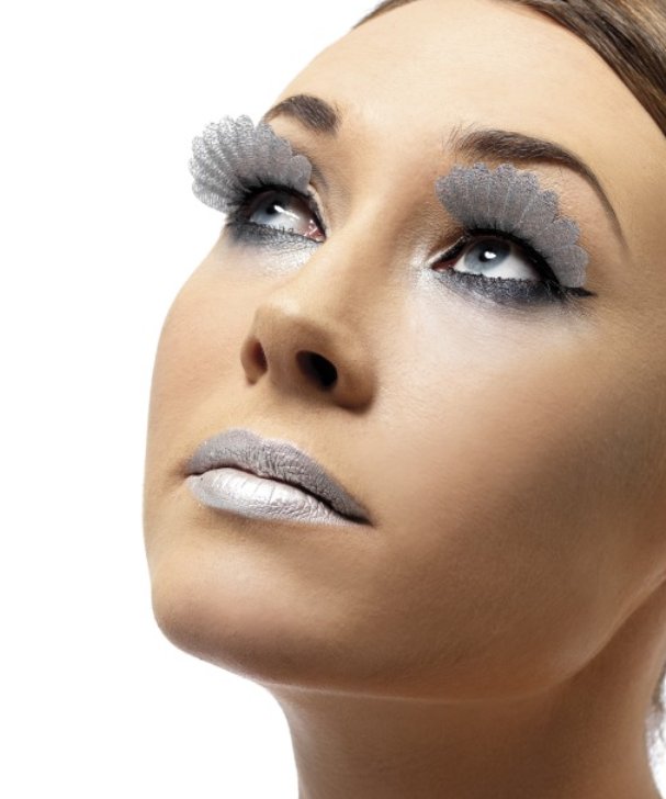Faux cils plumes argent