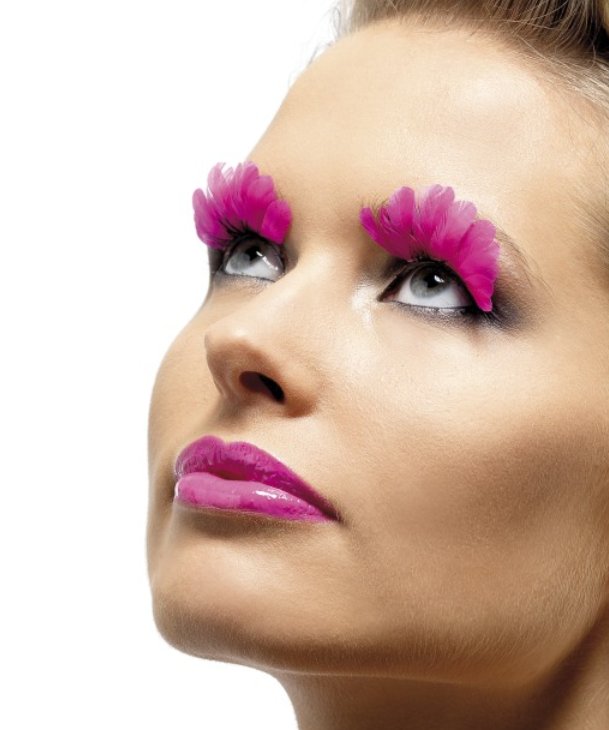 Faux cils plumes rose M1