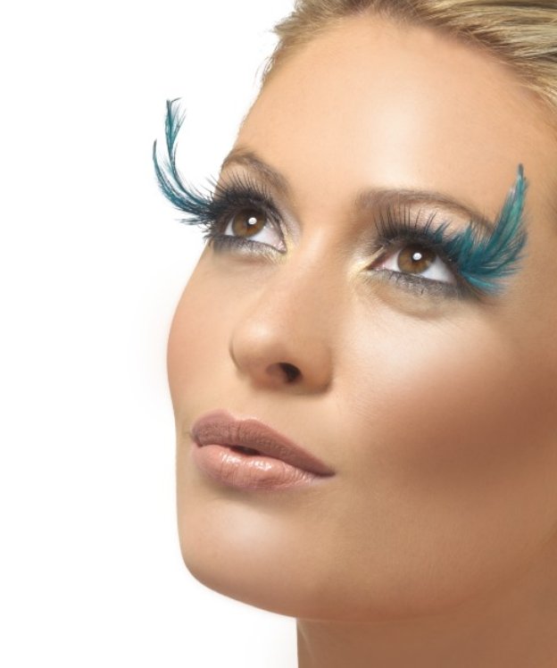 Faux cils plumes Turquoise M5