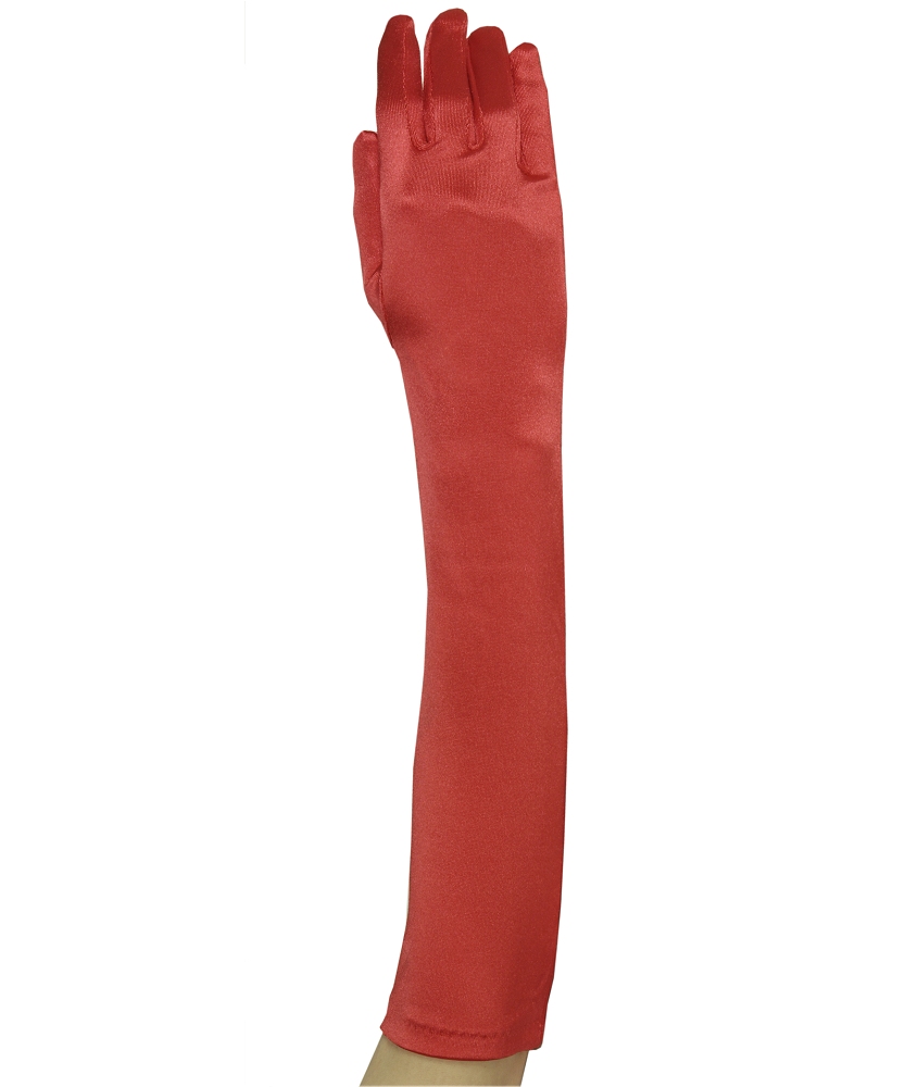 Gants rouges satin 42cm