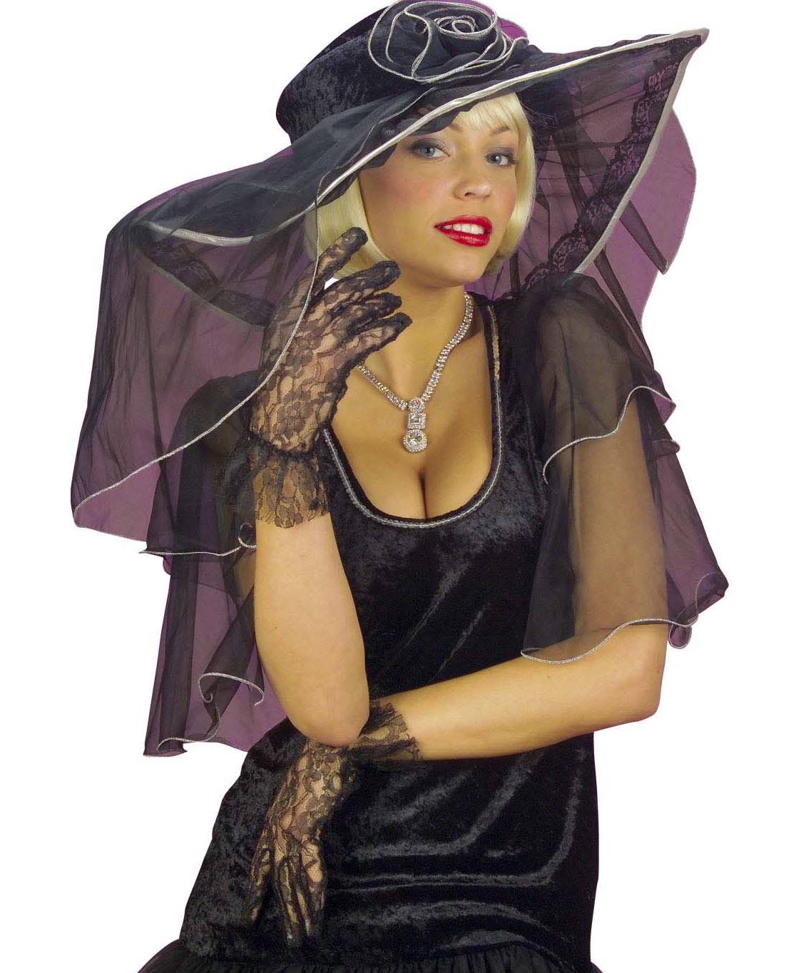 Gants noirs Dentelle 25cm