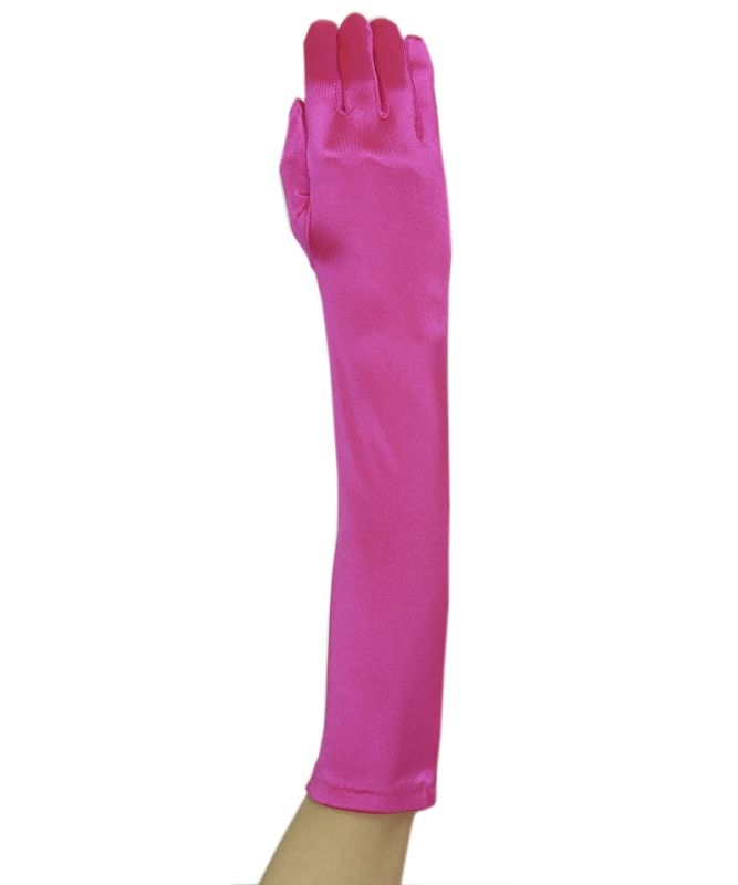 Gants fushia satin 48cm