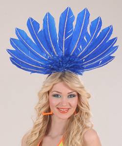 Coiffe en plumes bleue
