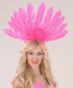 Coiffe plumes rose