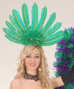 Coiffe cabaret plumes verte