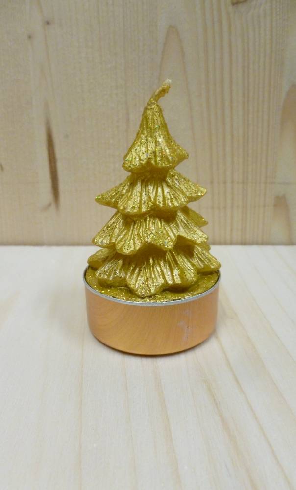D�coration de No�l : Bougie sapin or 5cm vendue par 6