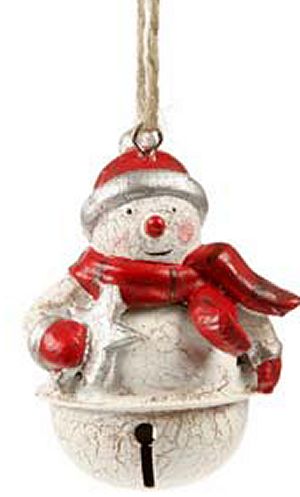 D�coration No�l : Bonhomme de neige grelot 6cm