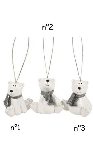 D�coration de No�l : Ours faience 6cm