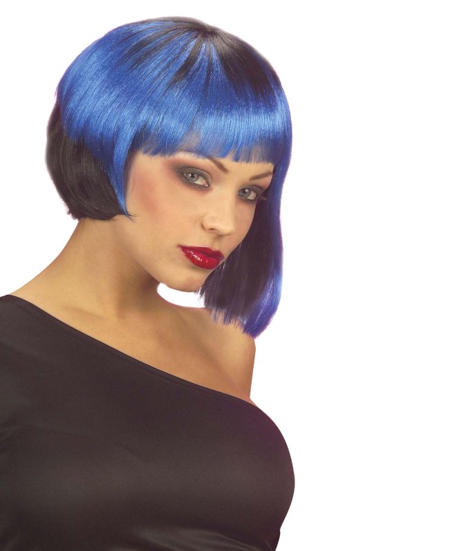 Perruque Neo Punk noire-bleue
