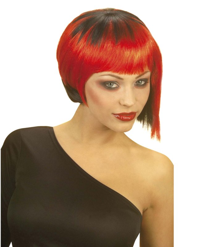 Perruque Neo Punk noire-rouge