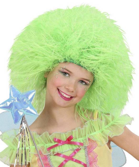Perruque Enfant vert n�on - Touffe