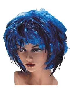 Perruque Plumes bleue