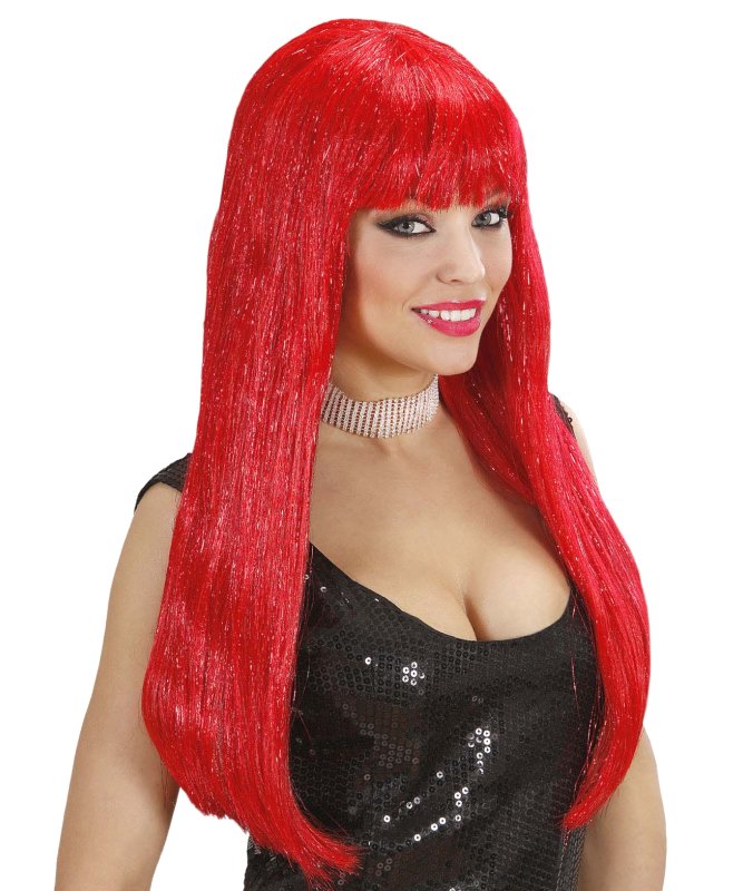 Perruque Lam�e longue rouge