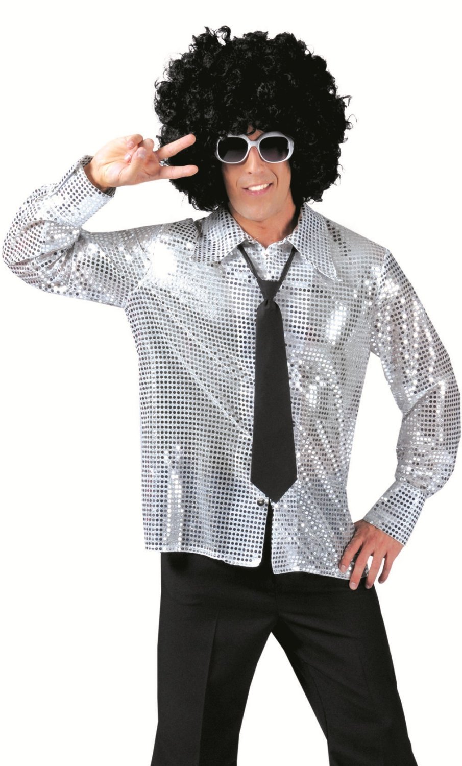 Chemise disco Adulte argent