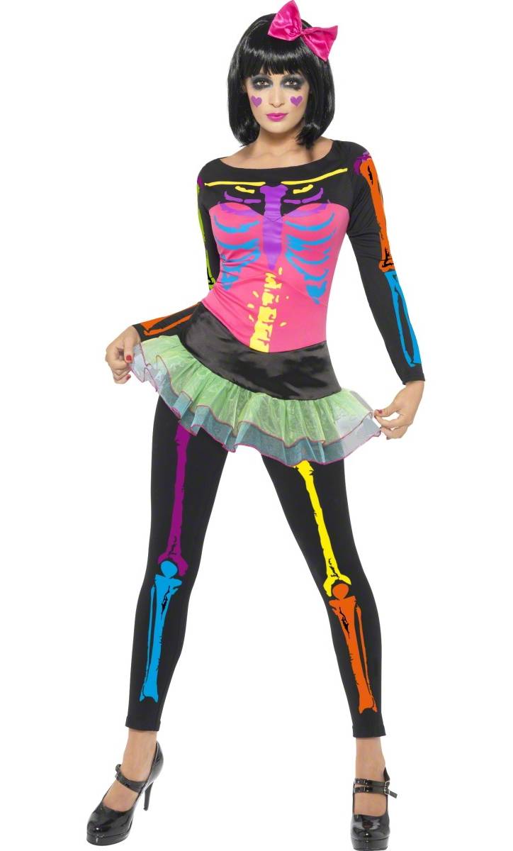 Costume Halloween : Squelette N�on F4