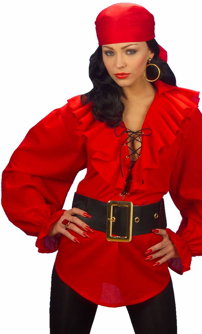 Chemise de pirate rouge F1