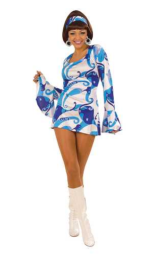 Costume Disco Mini 70s bleue