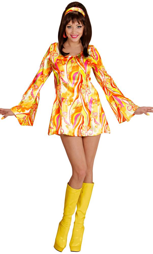 Costume Mini robe 70s Orange F2
