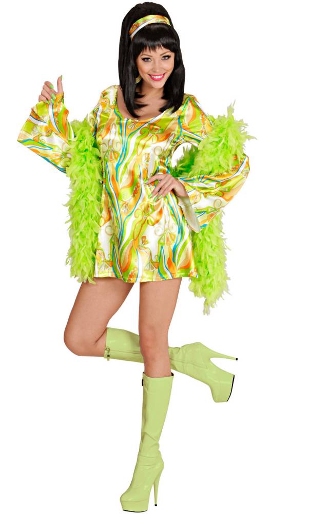 Costume Mini robe 70s Verte F2