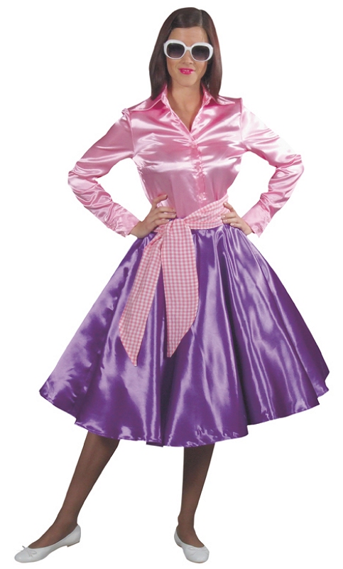 Jupe rock n roll satin violet