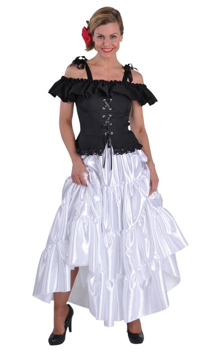 Costume Jupon long en satin blanc
