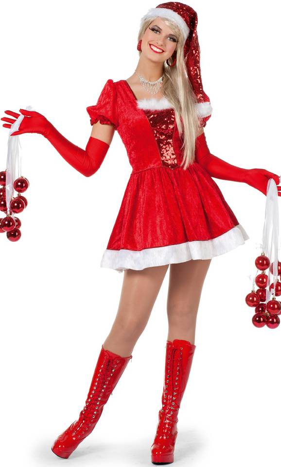 Costume de mère noël paillettes-v29926