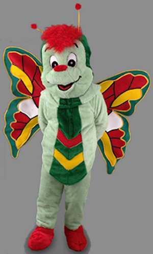 Costume Mascotte Papillon Vert M1