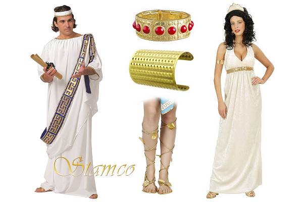 Antique Grec Dieu Romain Égyptien Costume Robe fantaisie avec marron écharpe 