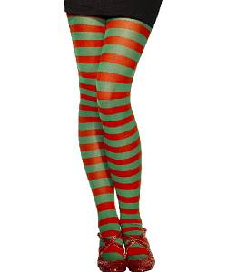 Collants Rayés Vert & Rouge pour Lutins de Noël adulte - déguiz-fêtes