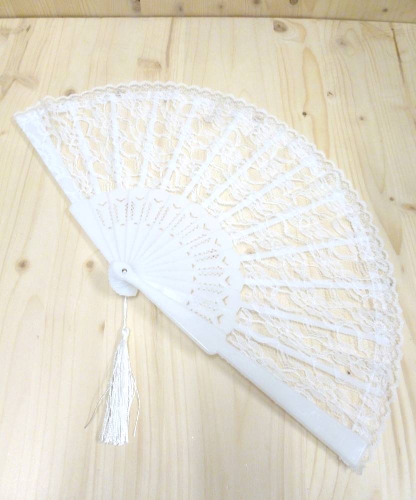 Éventail Décoratif En Polymère Blanc Avec Dorures Et Satin Violet - Modèle N°7 - Neuf