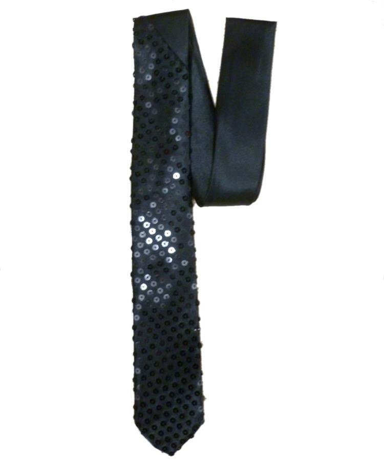 Cravate à paillettes noire 