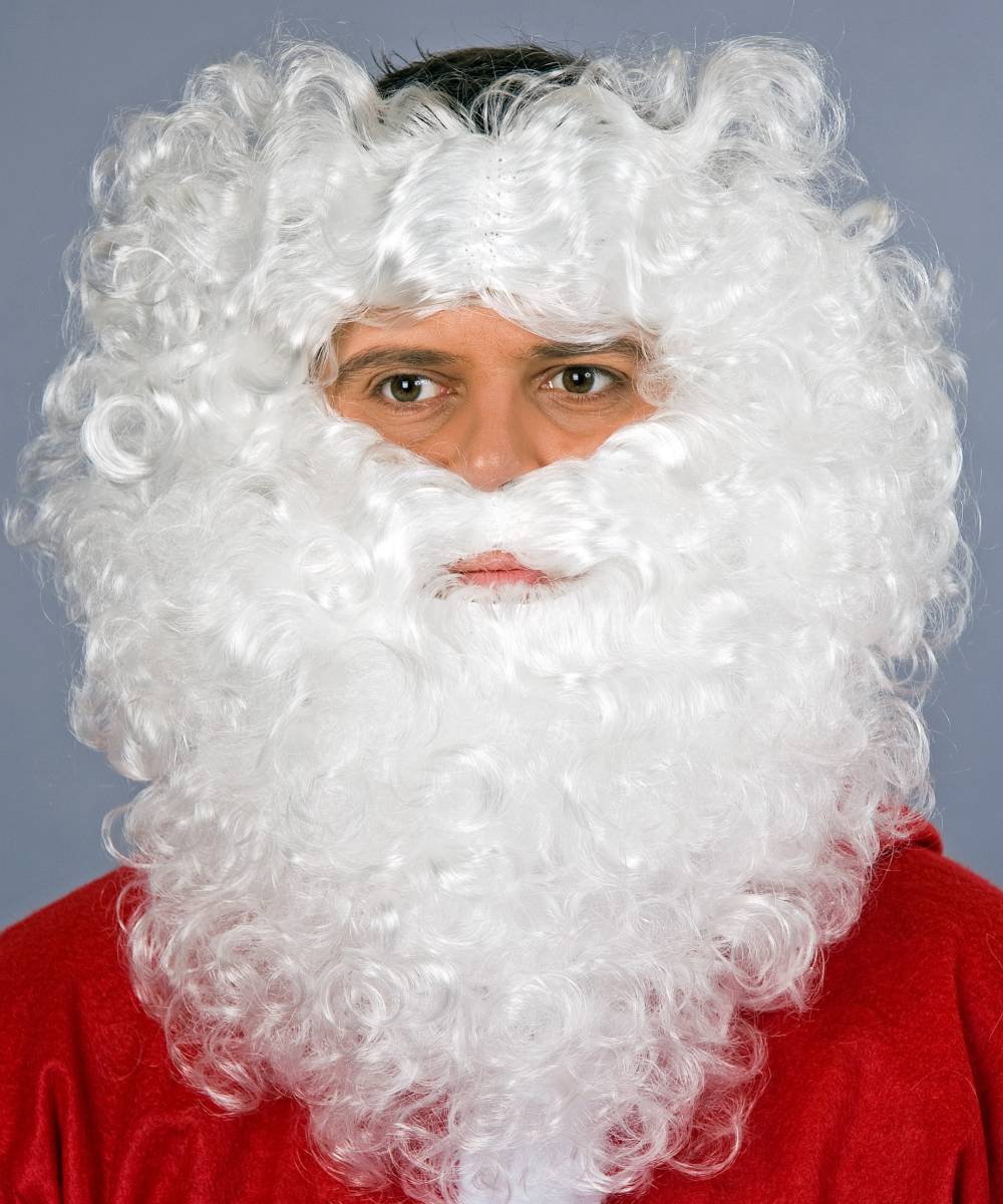 Barbe de père Noël luxe avec cheveux