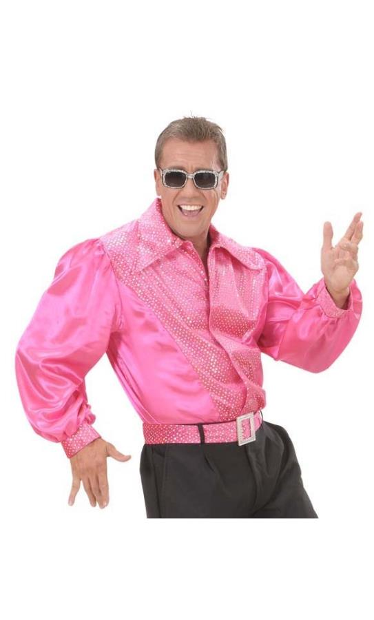 Chemise-disco-rose-homme