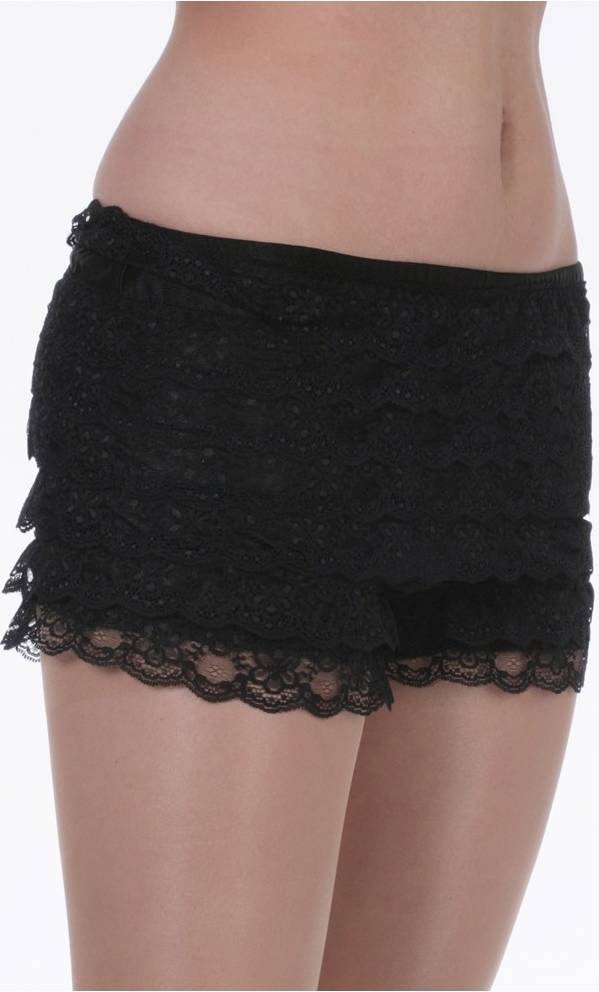 Shorty femme dentelle noir