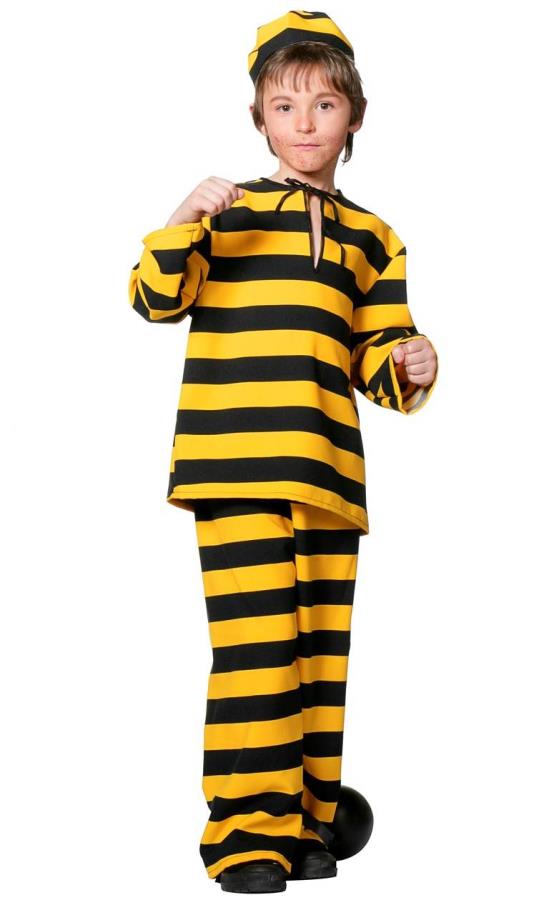 Costume de bagnard jaune enfant - Déguisement garçon - v49099