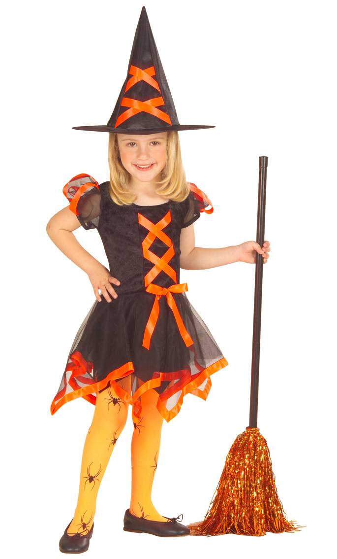 Costume-sorcière-enfant-orange