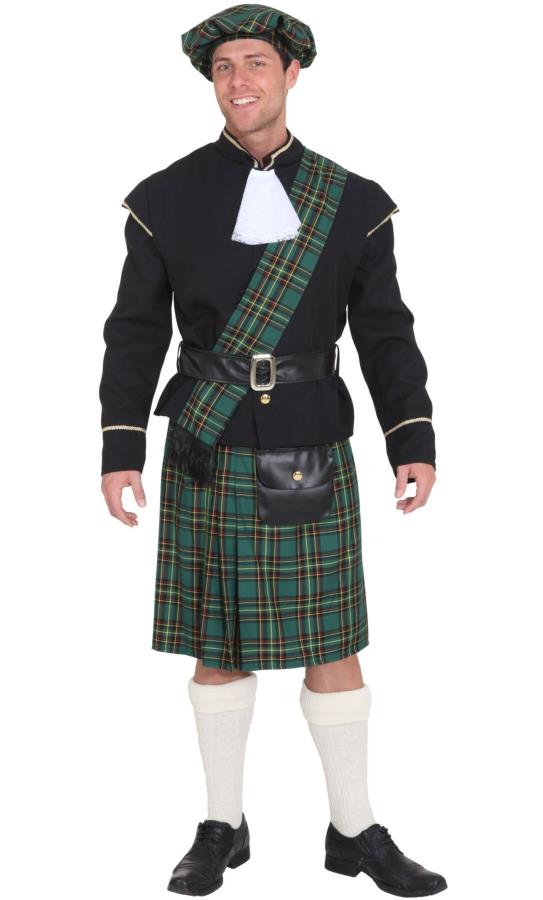 Costume Écossais distingué Kilt avec bas St Patrick halloween adultes homme 