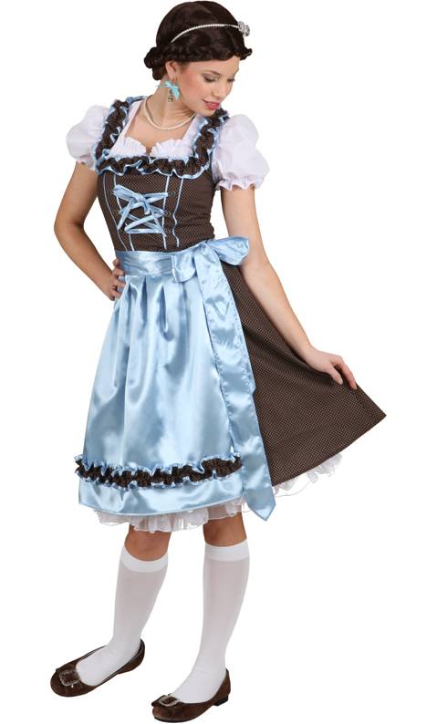 Robe Tyrolienne Femme - Costume Traditionnel Bavarois Avec Blouse Et Tablier - Pour Oktoberfest, Carnaval